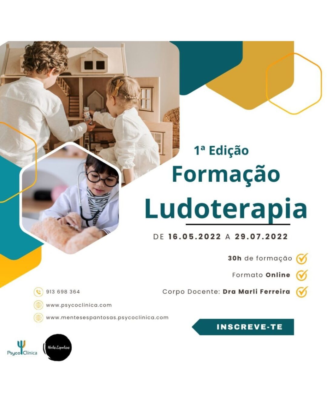 Foi realizada a 1.ª Formação em Ludoterapia, com a duração total de 30 horas, em regime online. A ação decorreu entre os meses de maio e julho e foi orientada pela Dra. Marli Ferreira.